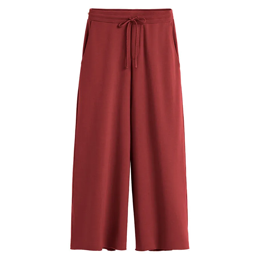 French Terry Wide-Leg Cropped Pant