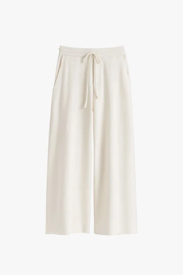 French Terry Wide-Leg Cropped Pant