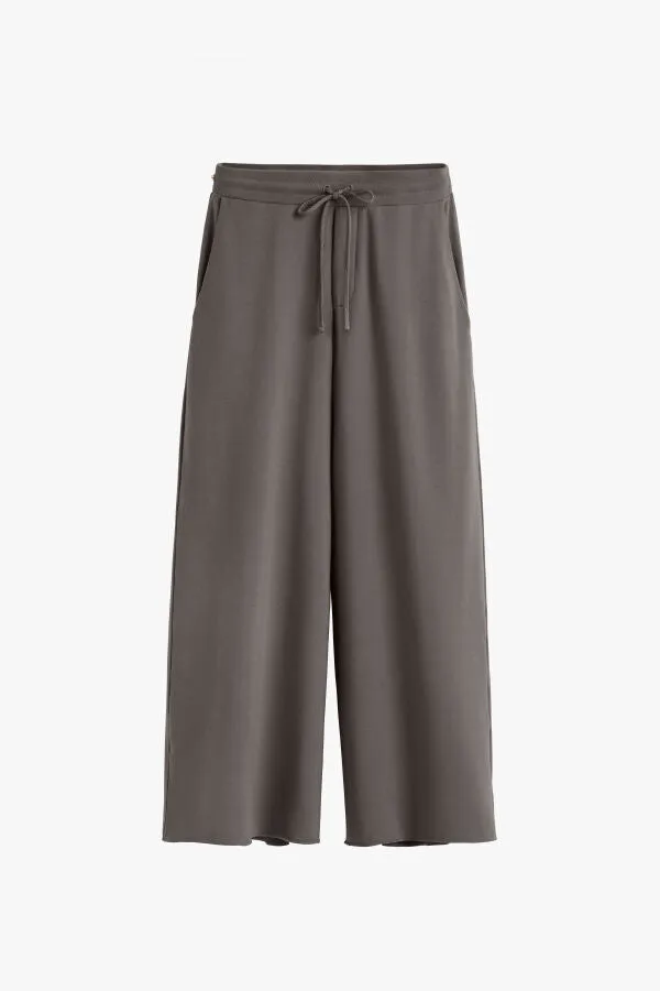 French Terry Wide-Leg Cropped Pant