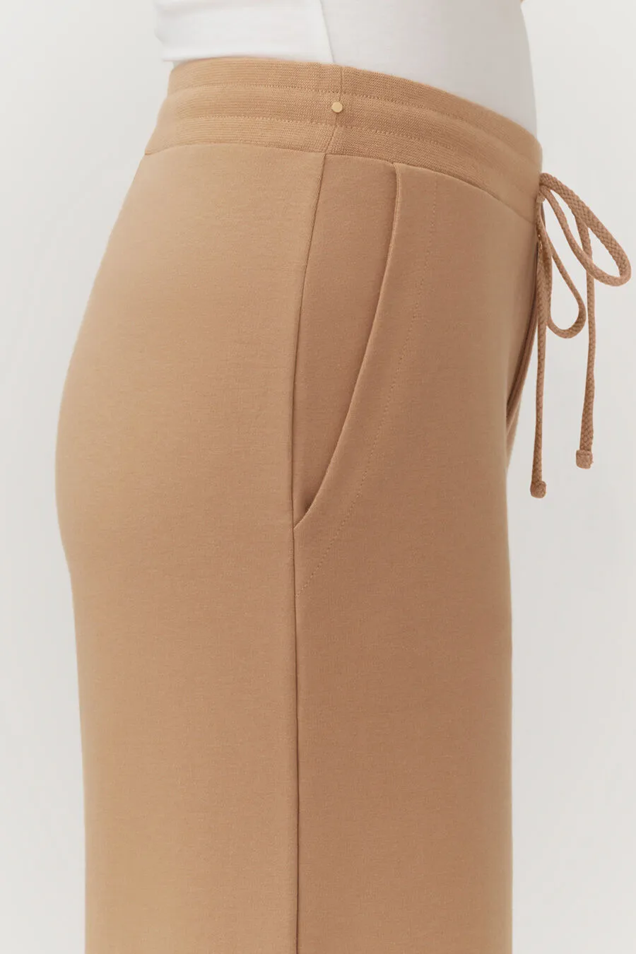 French Terry Wide-Leg Cropped Pant