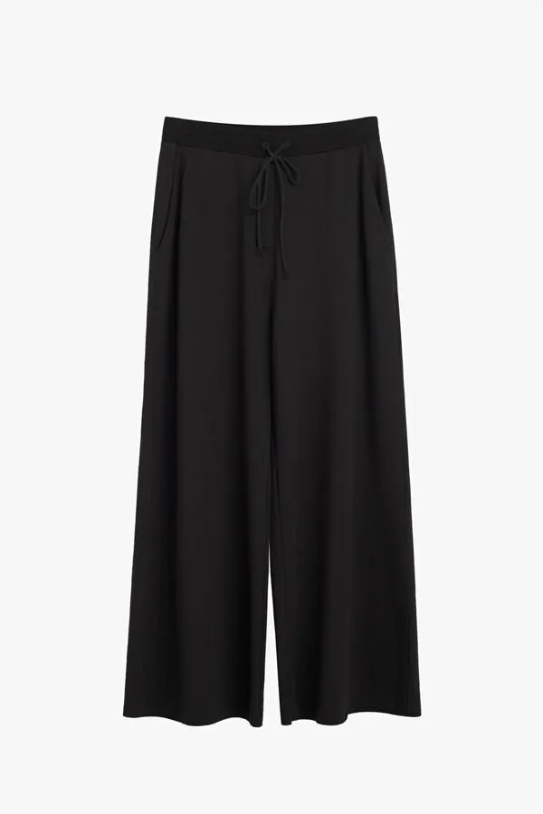 French Terry Wide-Leg Cropped Pant