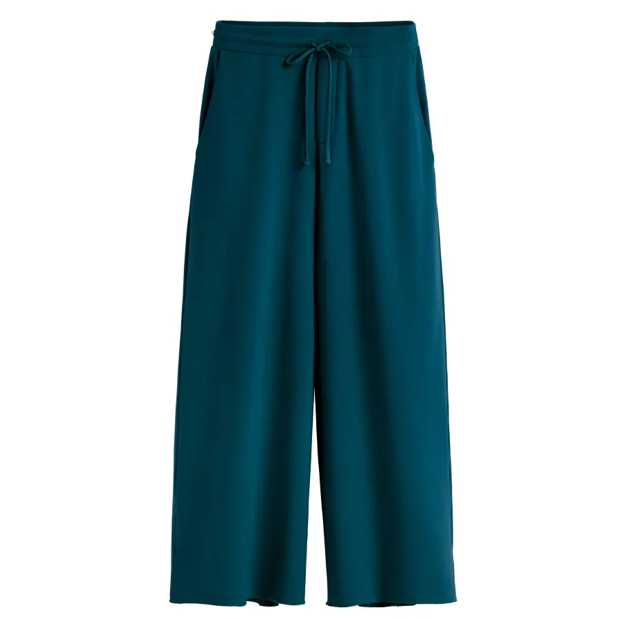 French Terry Wide-Leg Cropped Pant