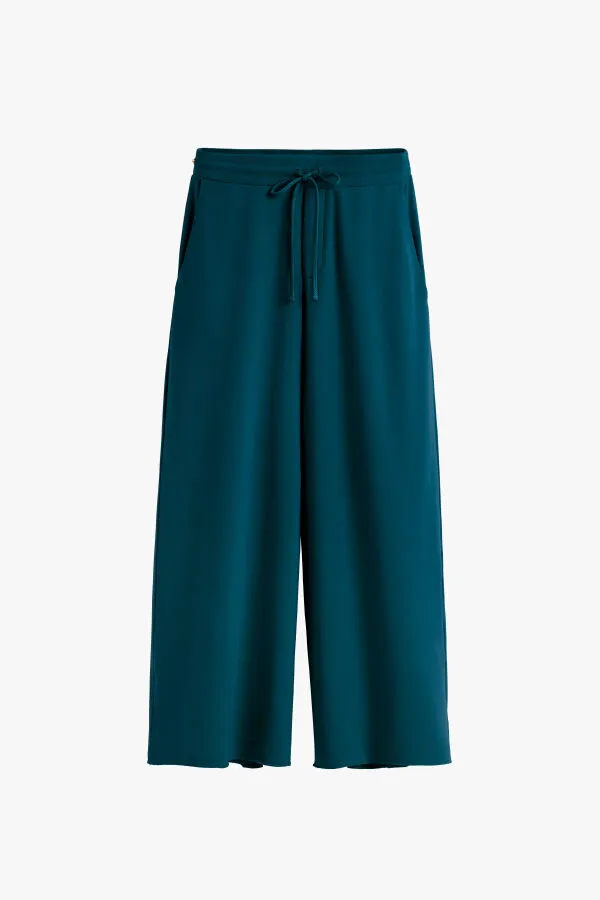 French Terry Wide-Leg Cropped Pant