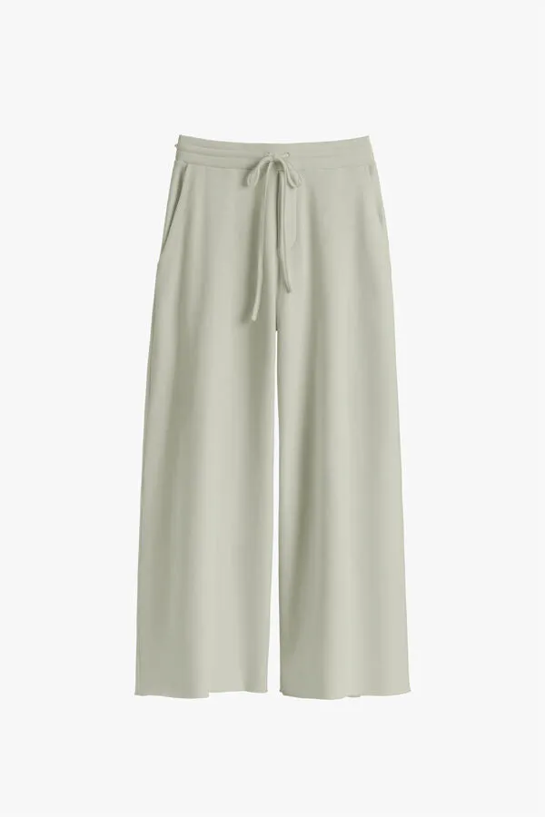 French Terry Wide-Leg Cropped Pant