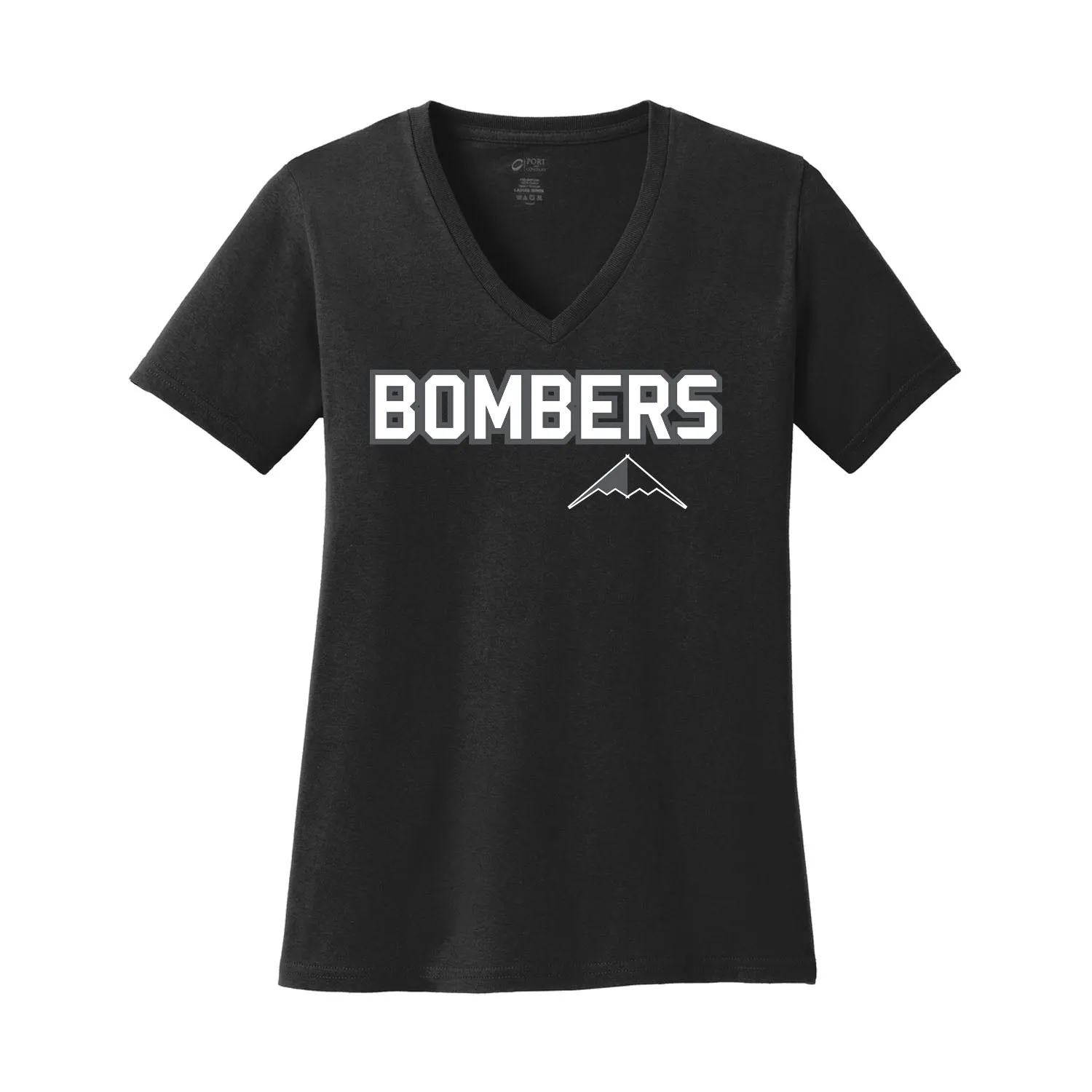 Gem City Bombers Ladies V-Neck Tee (Black)