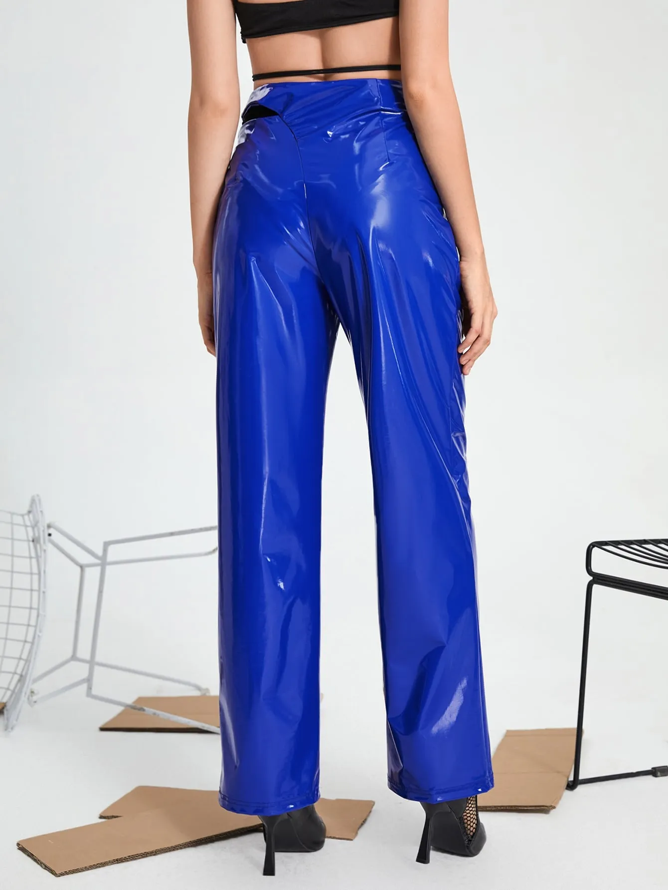 Glamorous Plain Draped High Waist Long Women Pants