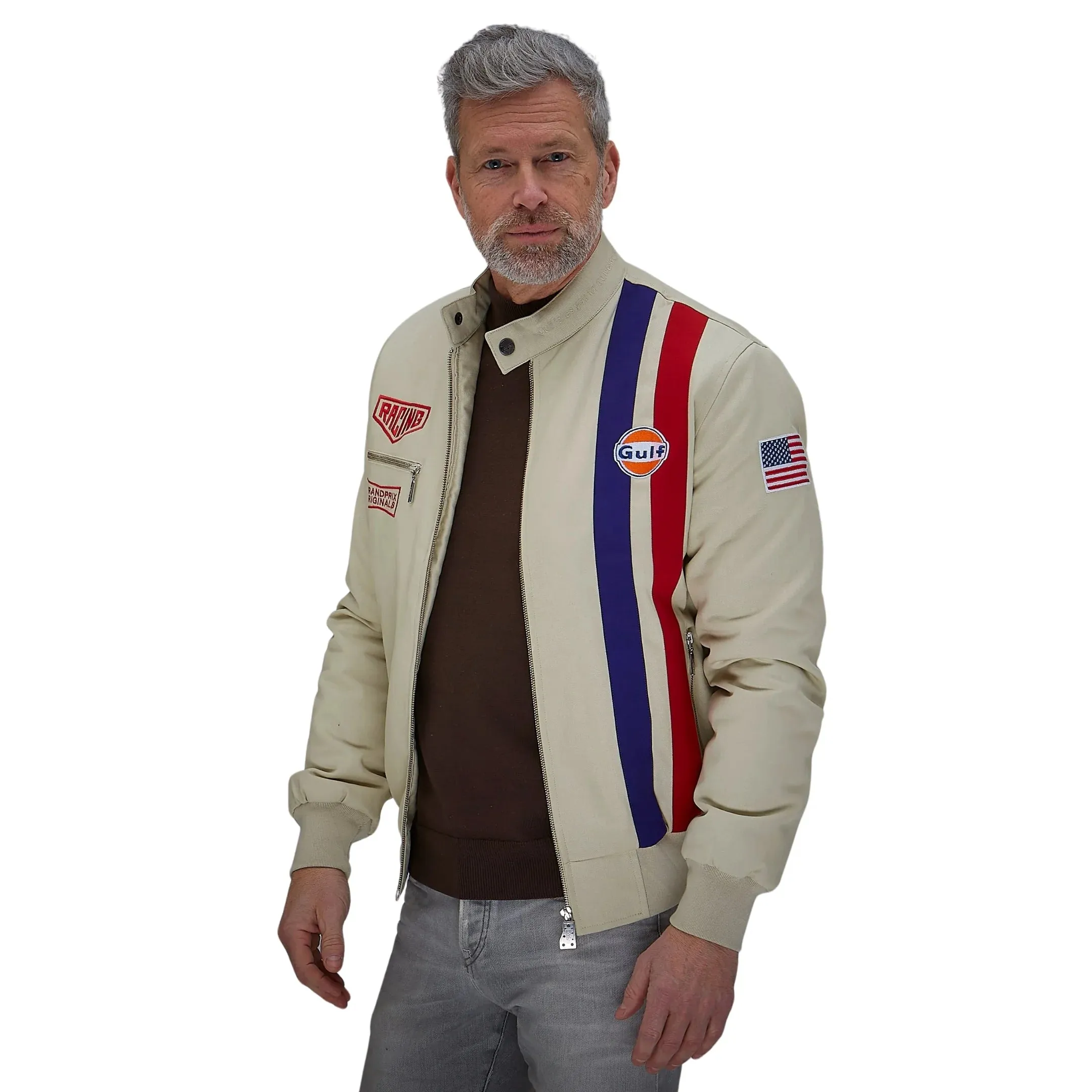 GrandPrix Originals Men's Roadmaster Cotton Bomber Jacket - Sand