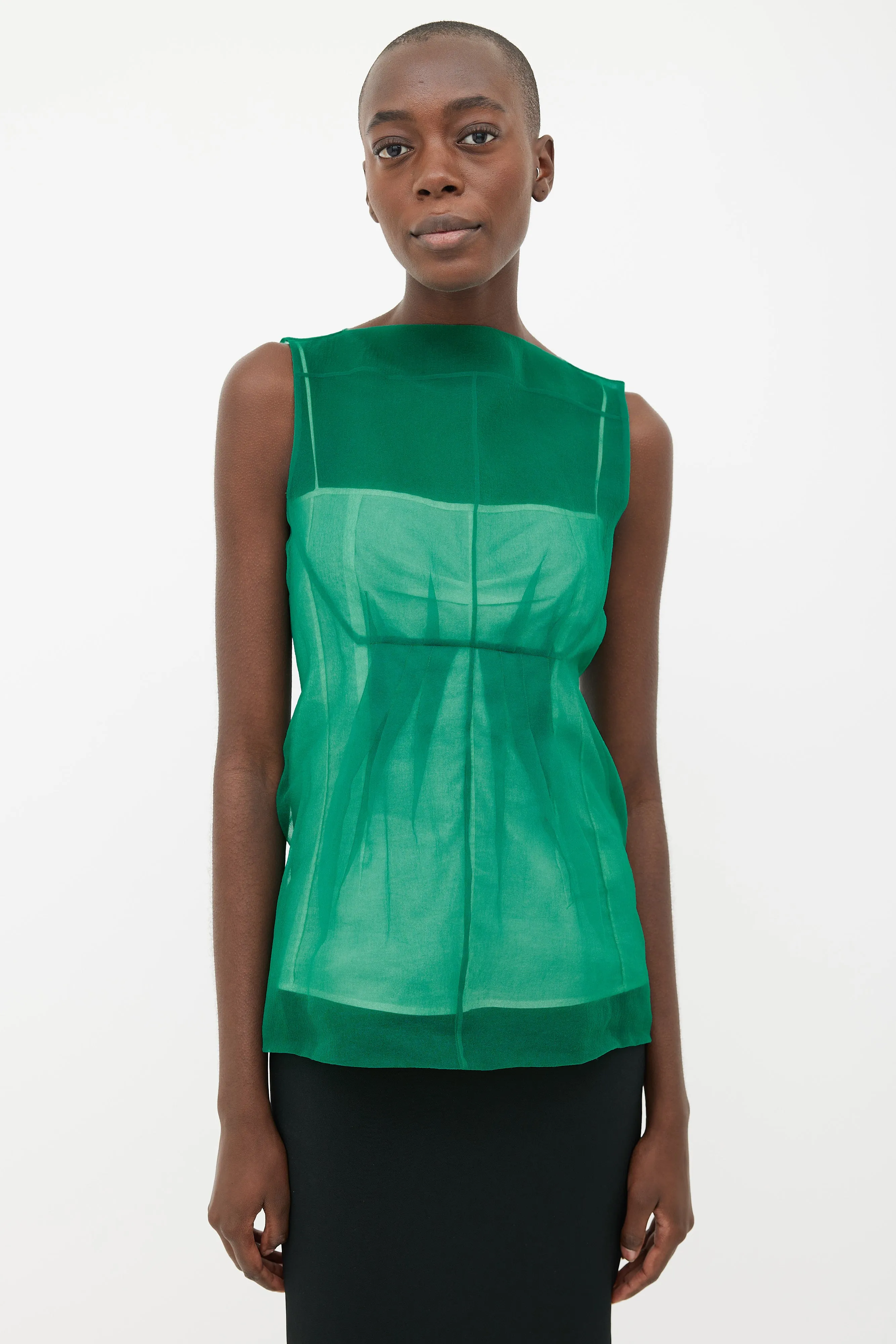 Green & White Sheer Layer Top