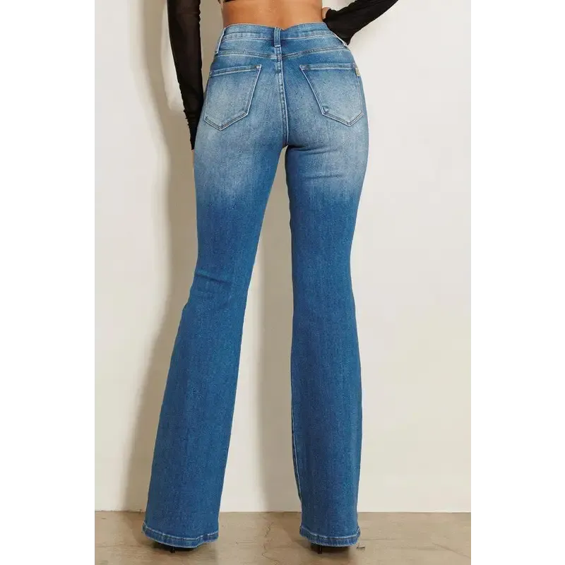 High Rise Distressed Flare Jeans