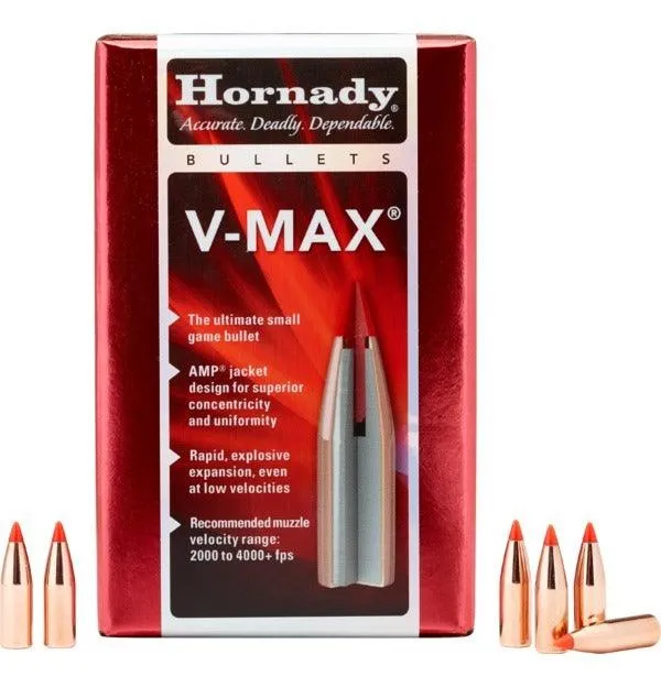 HORNADY .224 22 CAL 53 GRAIN V-MAX PROJECTILES 100 PACK