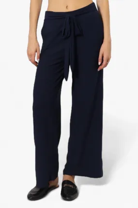 International INC Company Solid Belted Palazzo Pants - Navy