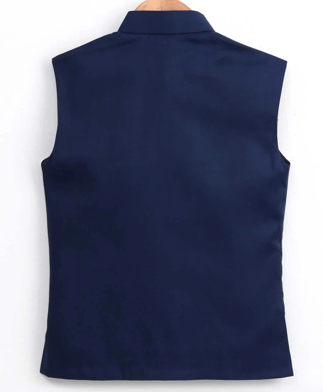 Jashvi Boy's Blue Cotton Blend Twill Nehru Jacket