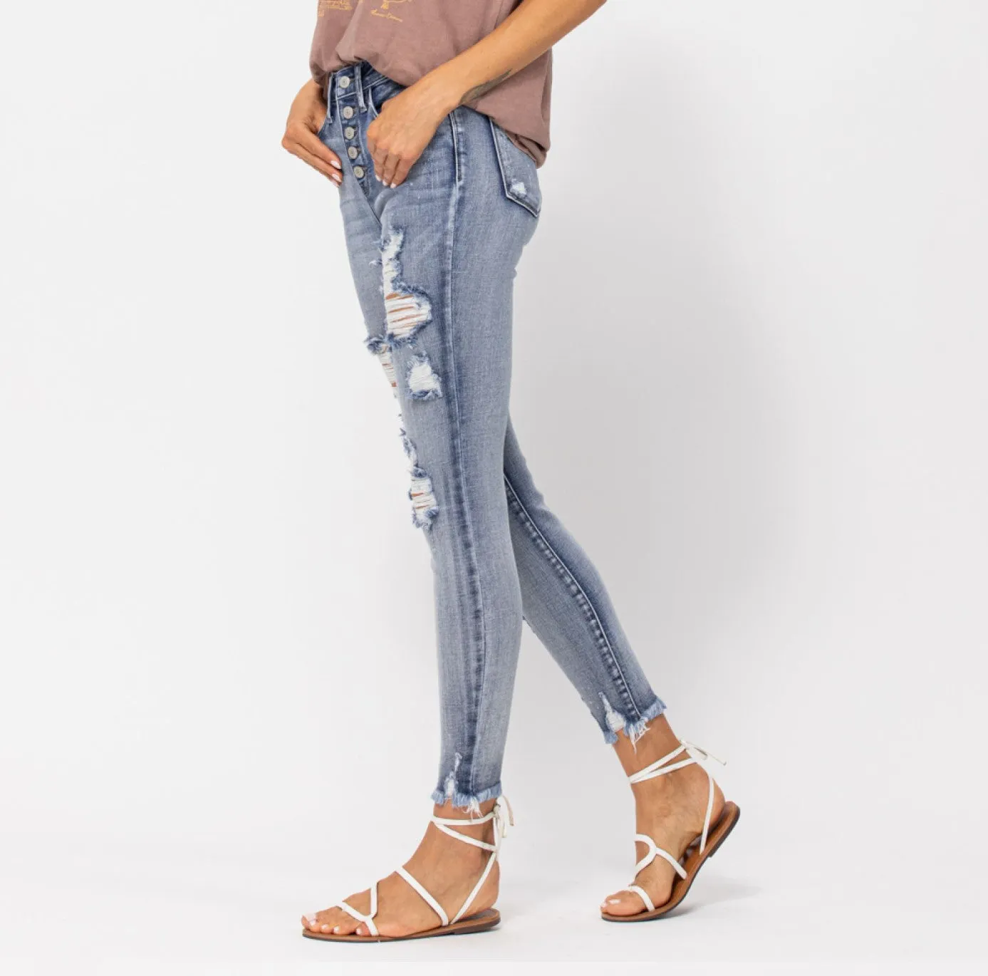 JB HI-WAIST BLEACH SPLASH SKINNY JEANS