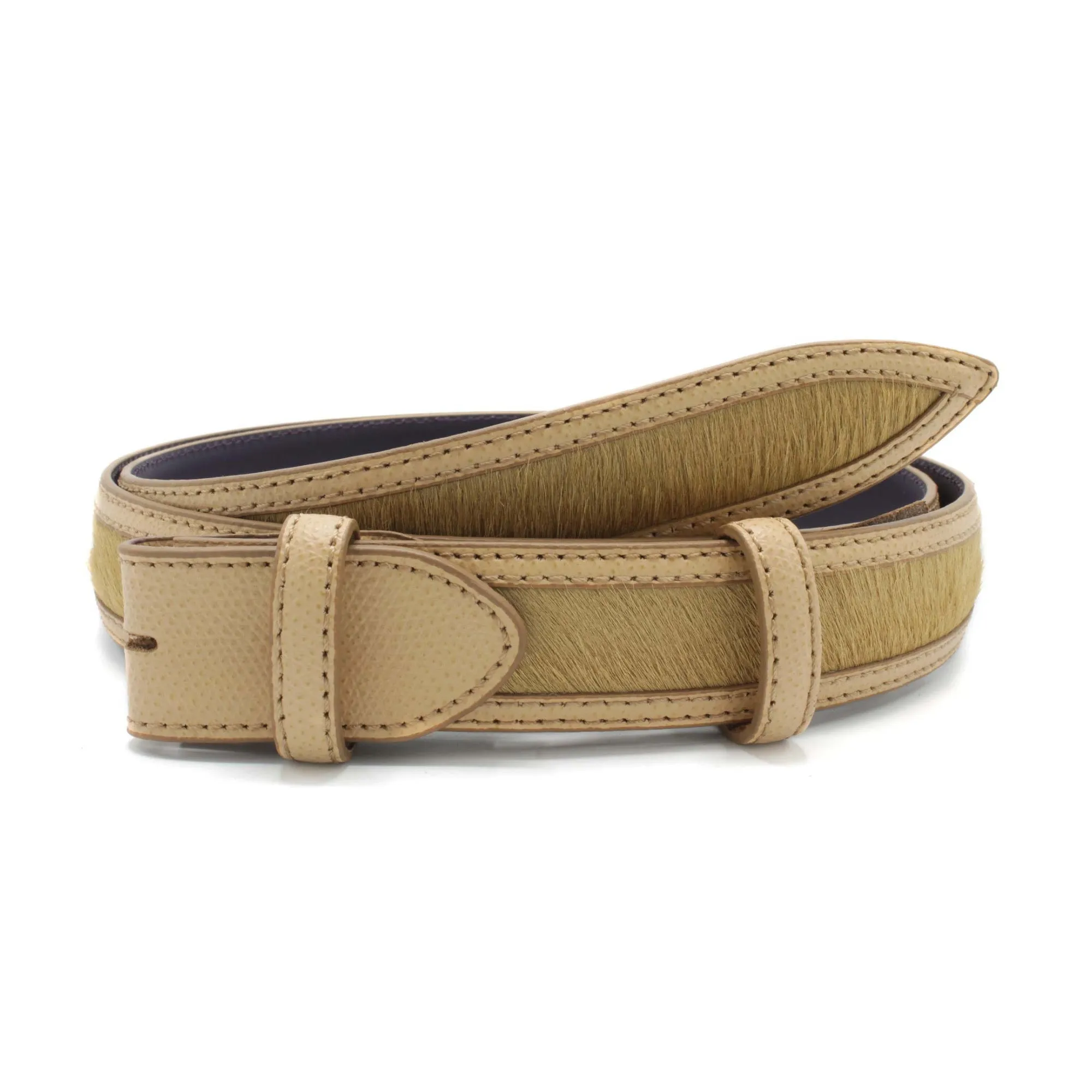 Jett Narrow Pony/Leather Mix Belt Strap