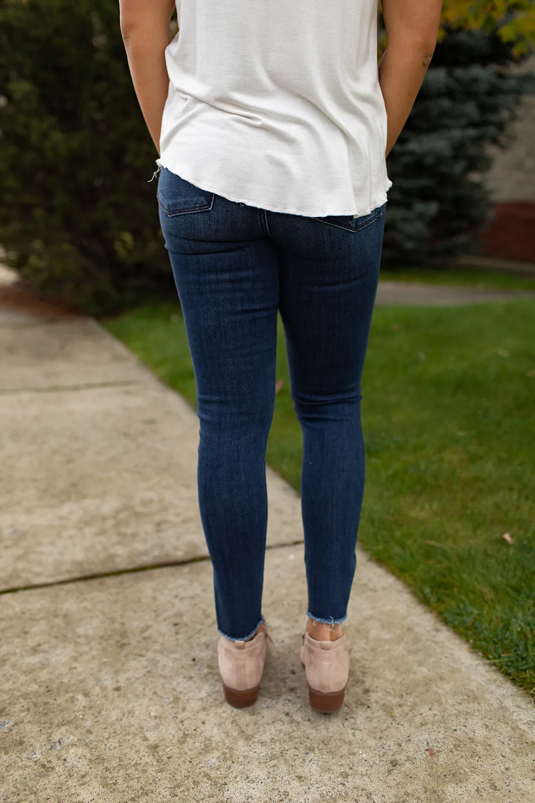 Judy Blue Serena Side Slit Skinny Jeans (0-24) - Dk Wash