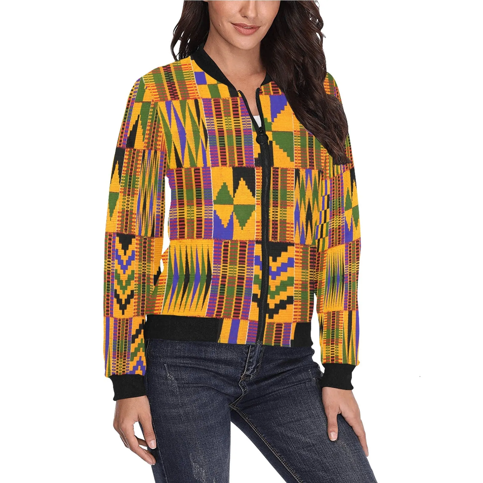 KENTE ATEF All Over Print Bomber Jacket for Women