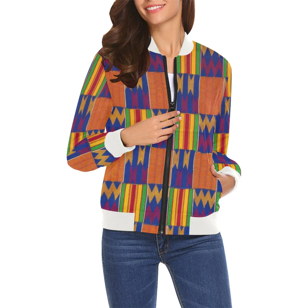 KENTE STYLE All Over Print Bomber Jacket for Women (Model H19)