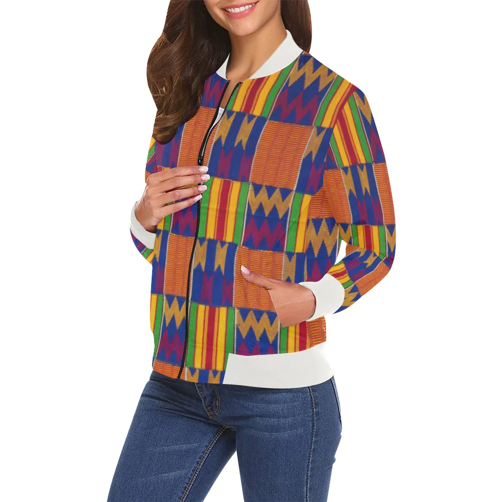 KENTE STYLE All Over Print Bomber Jacket for Women (Model H19)