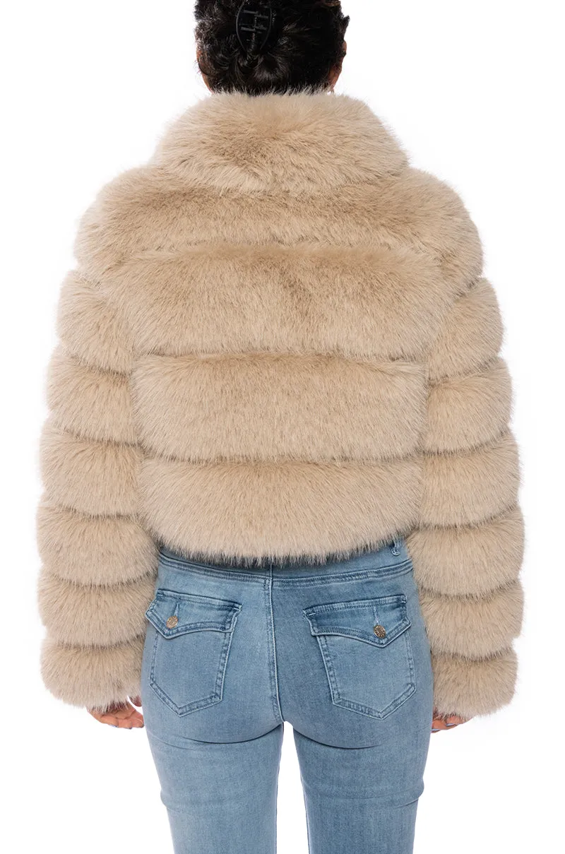 KHOKHO TAN FAUX FUR JACKET