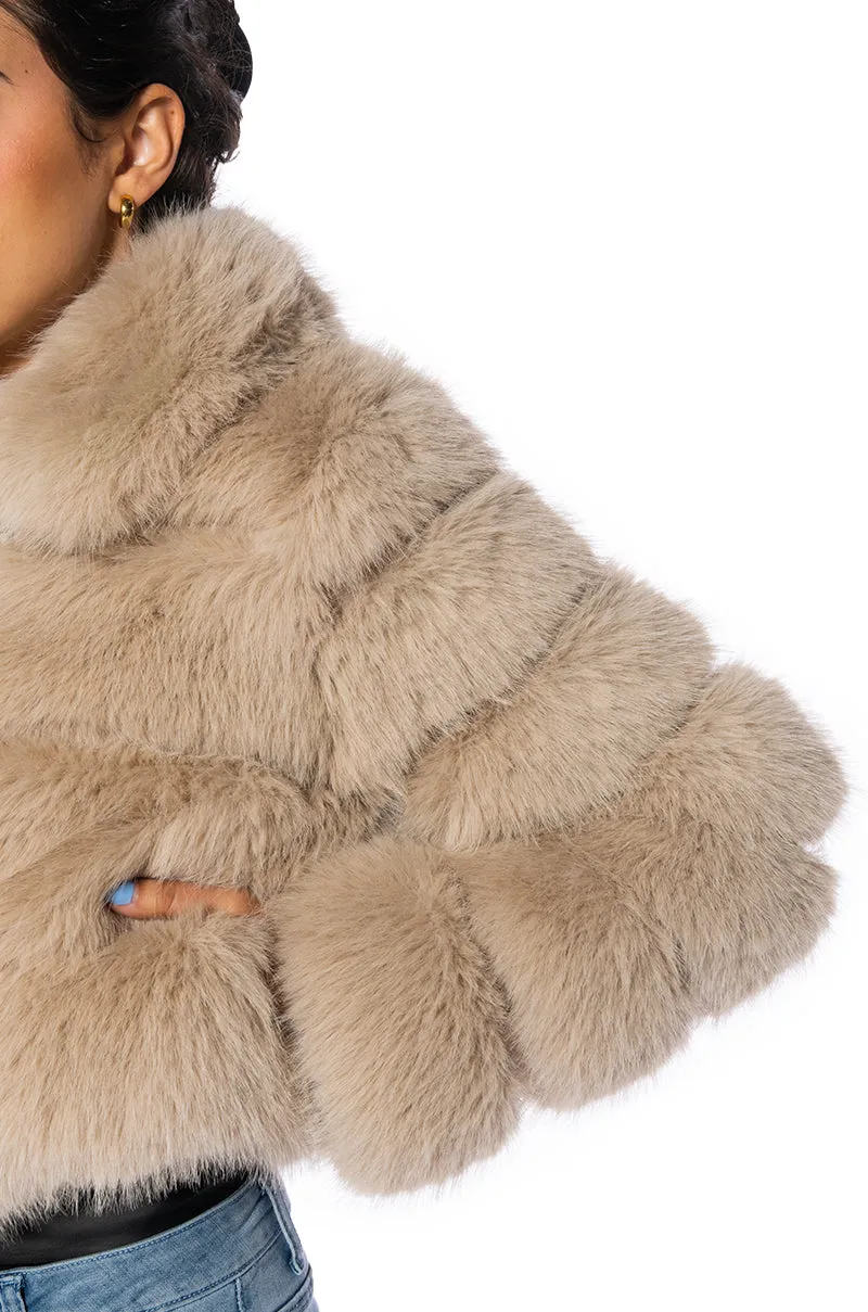 KHOKHO TAN FAUX FUR JACKET