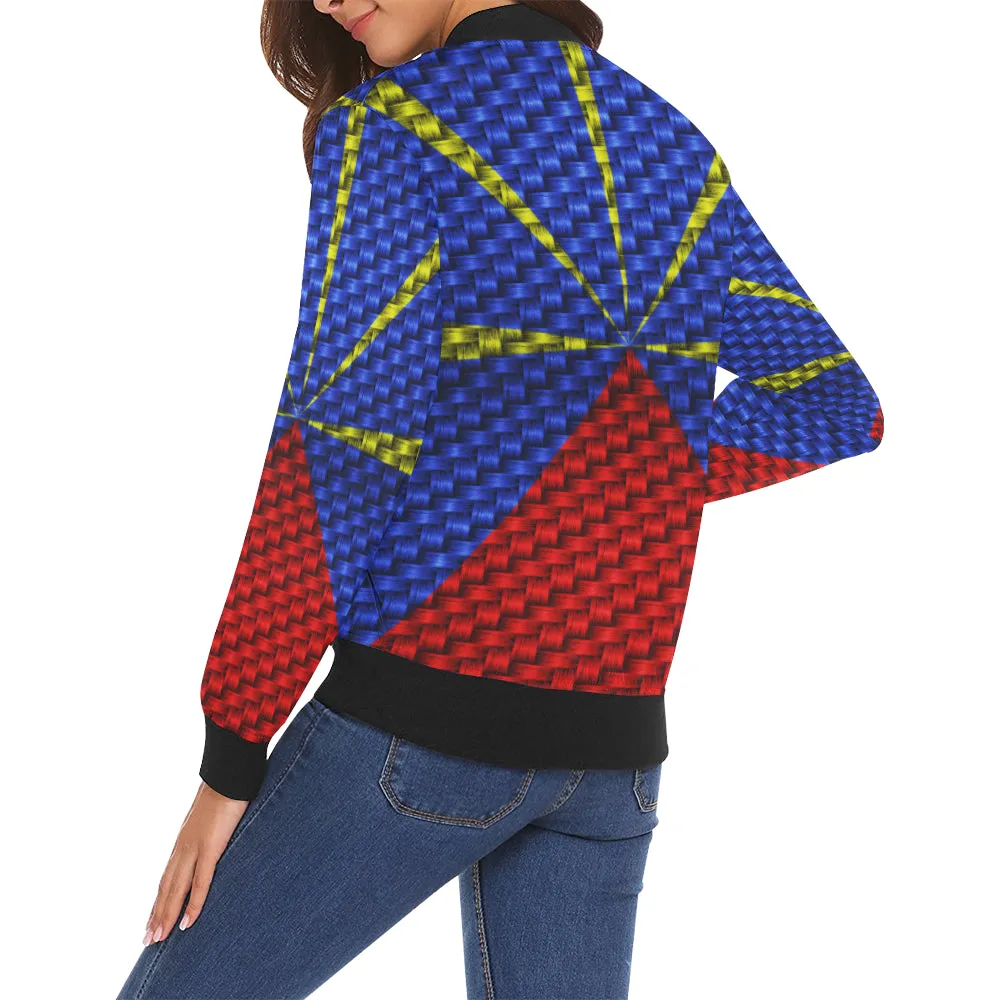 LA REUNION FLAG All Over Print Bomber Jacket for Women