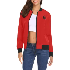 LCC BLACC BORDER RED All Over Print Bomber Jacket for Women