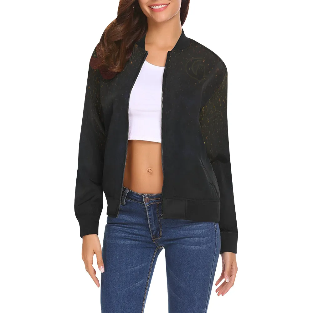 LCC STRASS All Over Print Bomber Jacket for Women