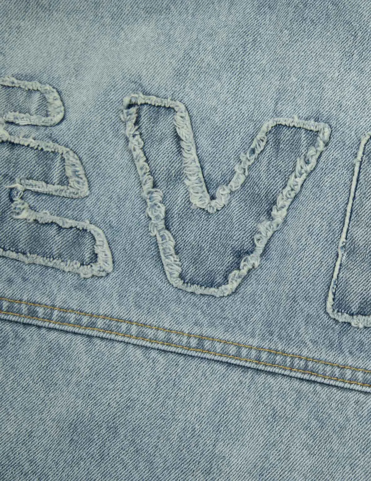 Logo Appliqué Embroidery Oversized Denim Bomber Jacket