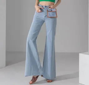 Long Flared Jeans Giant Pocket