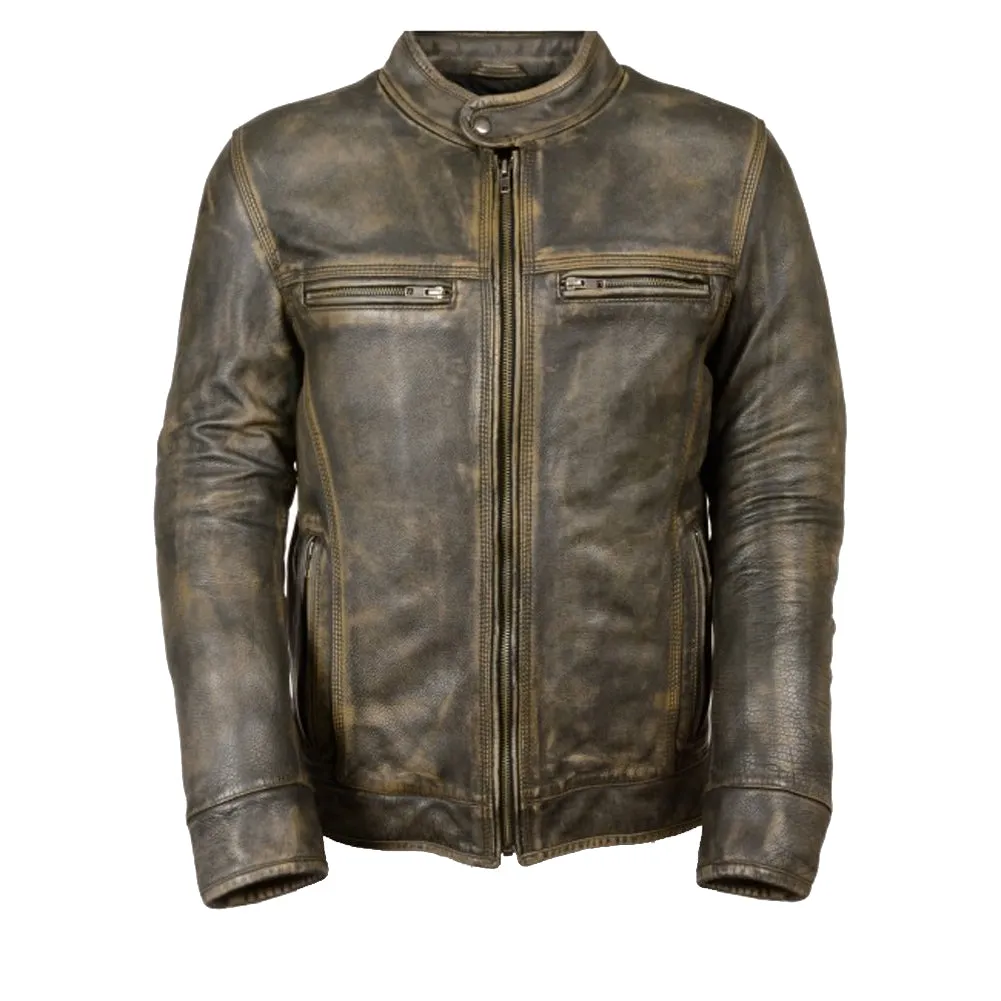 Men's Euro-collar Jacket Distressed