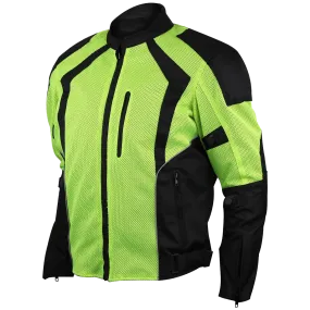 Mens Hi-Vis Mesh Motorcycle Jacket with CE Armor