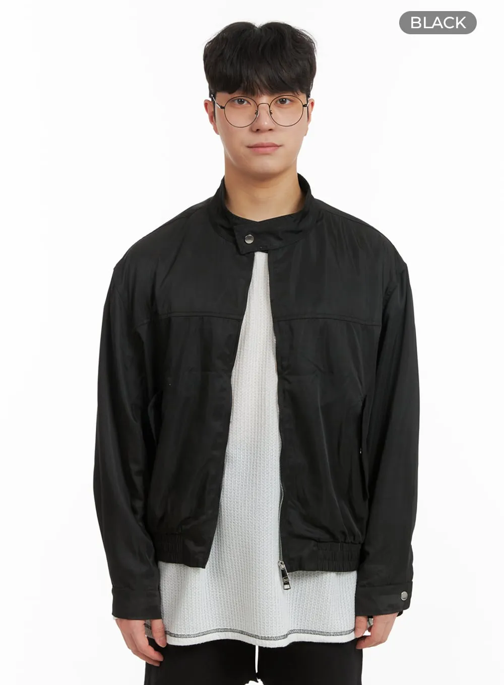 Men's Solid Bomber Jacket IA402