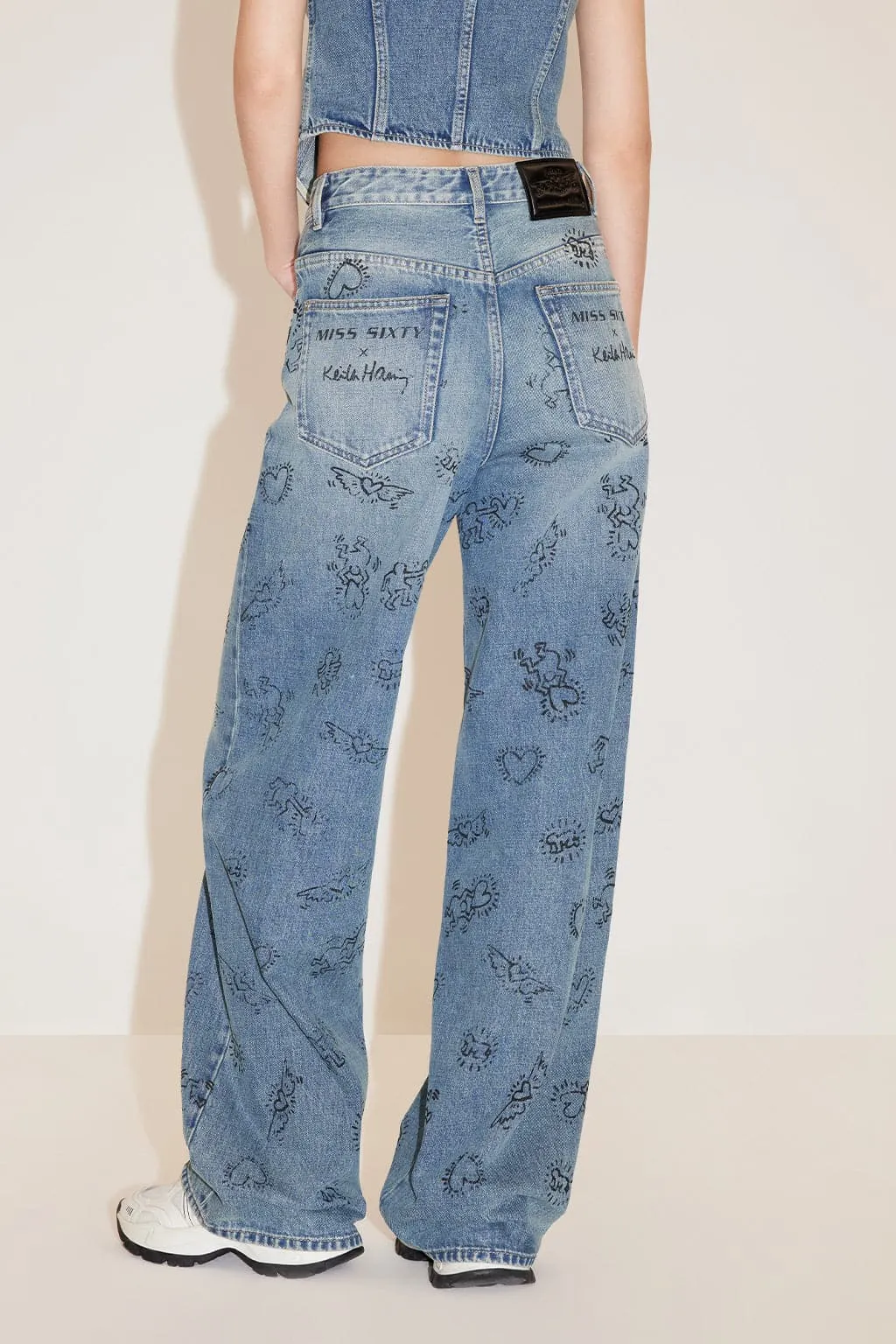 Miss Sixty x Keith Haring Capsule Collection Full-Width Printed Casual Fit Jeans