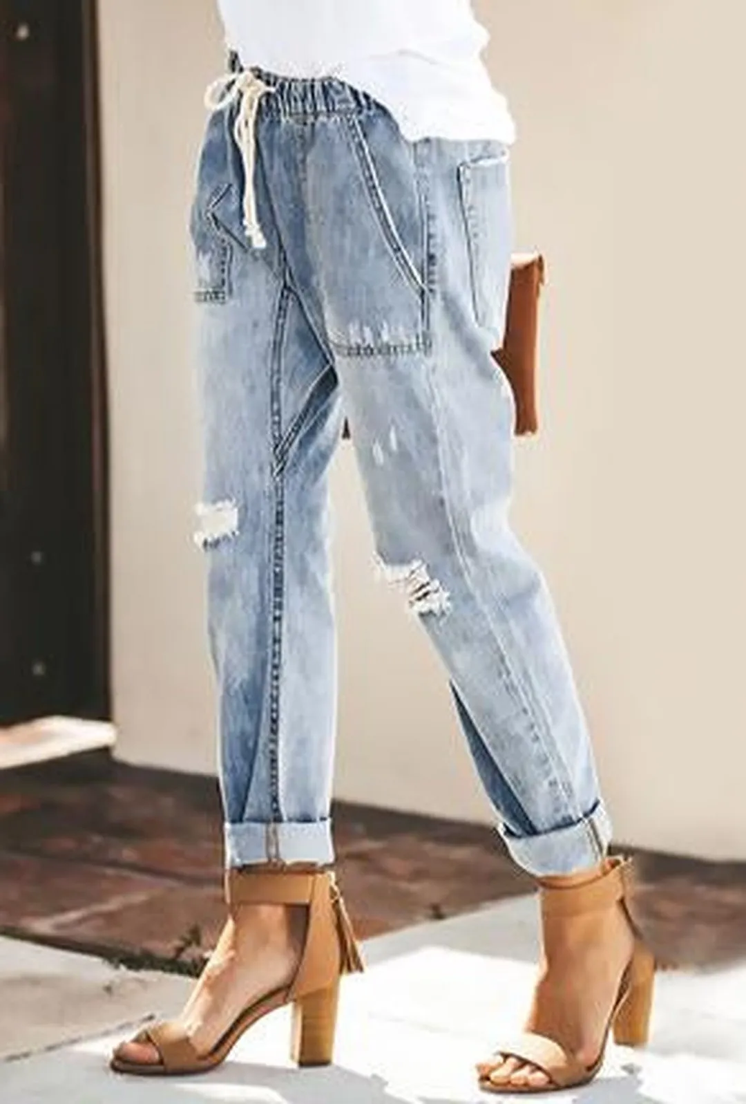 MOLLY - DISTRESSED HAREM BAGGY JEANS