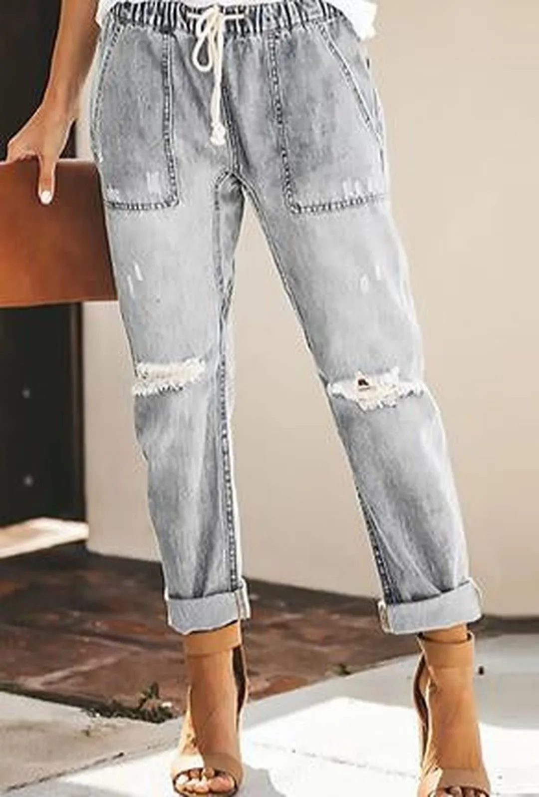 MOLLY - DISTRESSED HAREM BAGGY JEANS