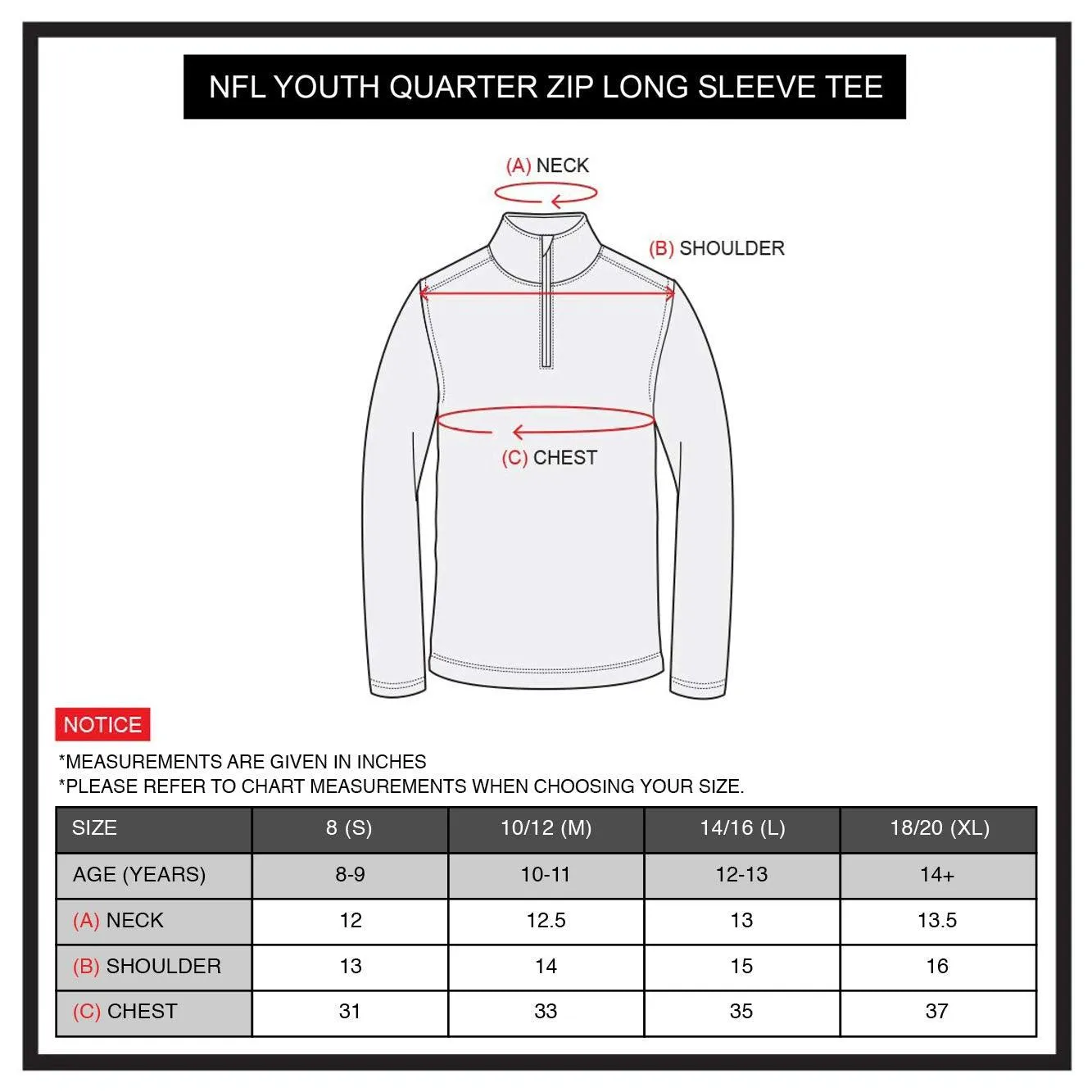 NFL Official Youth Super Soft Quarter Zip Long Sleeve T-Shirt|Green Bay Packers