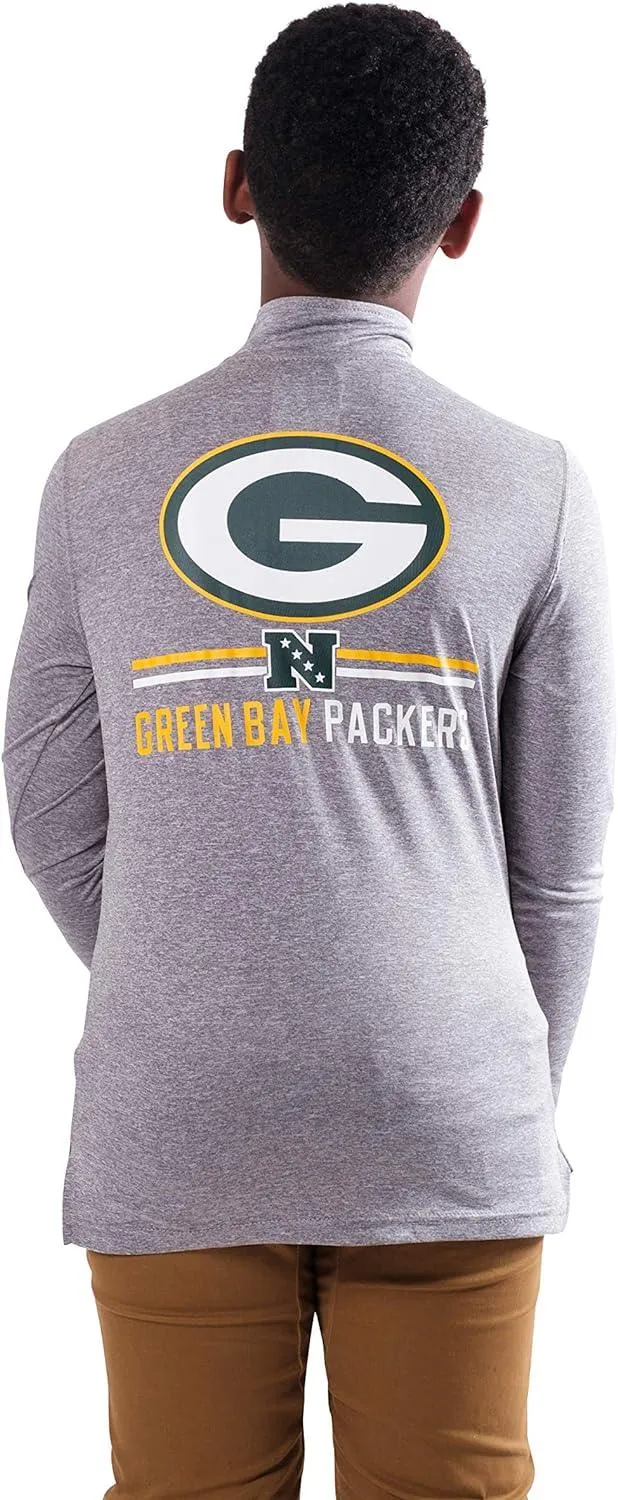 NFL Official Youth Super Soft Quarter Zip Long Sleeve T-Shirt|Green Bay Packers