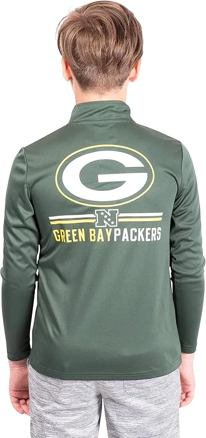 NFL Official Youth Super Soft Quarter Zip Long Sleeve T-Shirt|Green Bay Packers