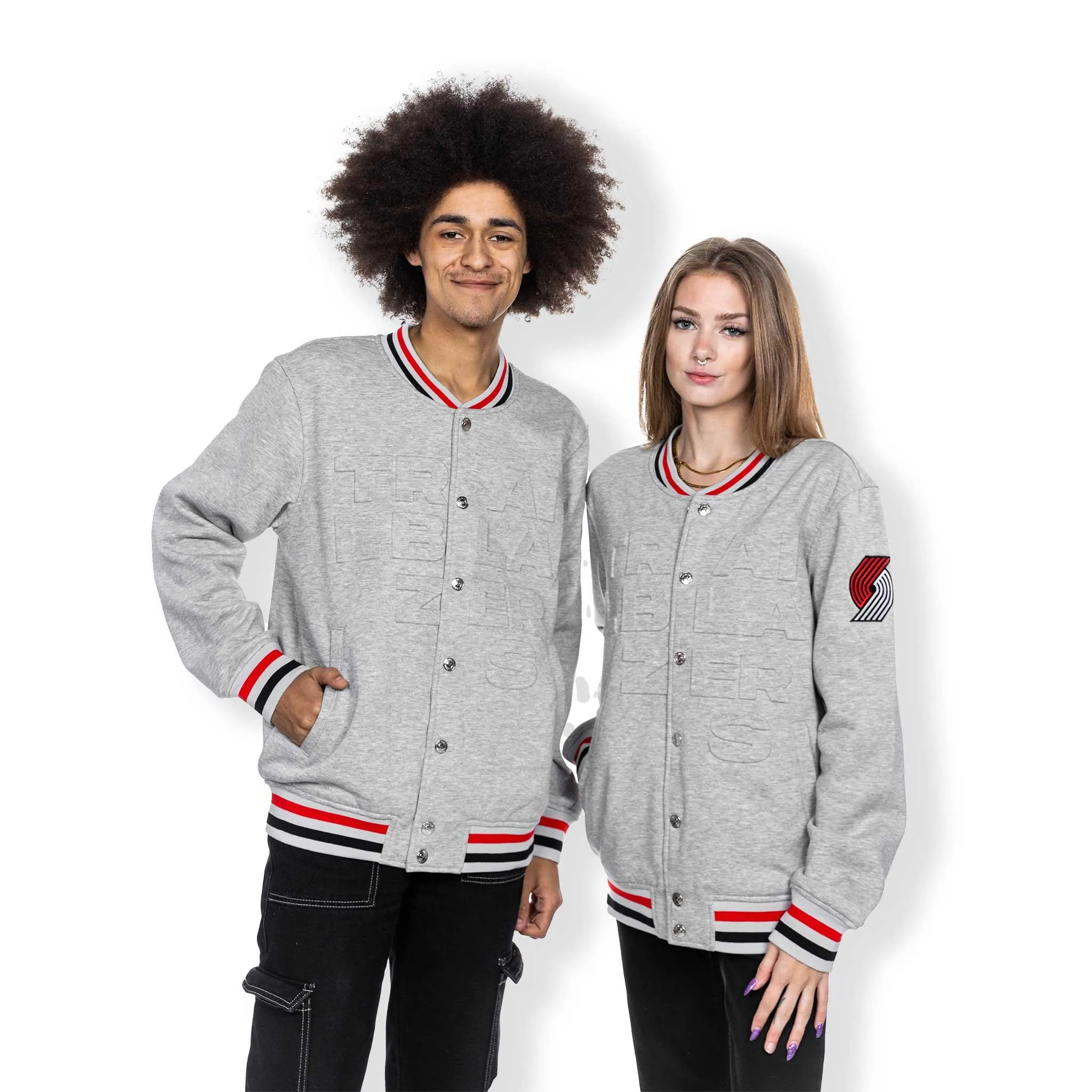 Portland Trail Blazers Wild Collective Gray Quilted Bomber Jacket