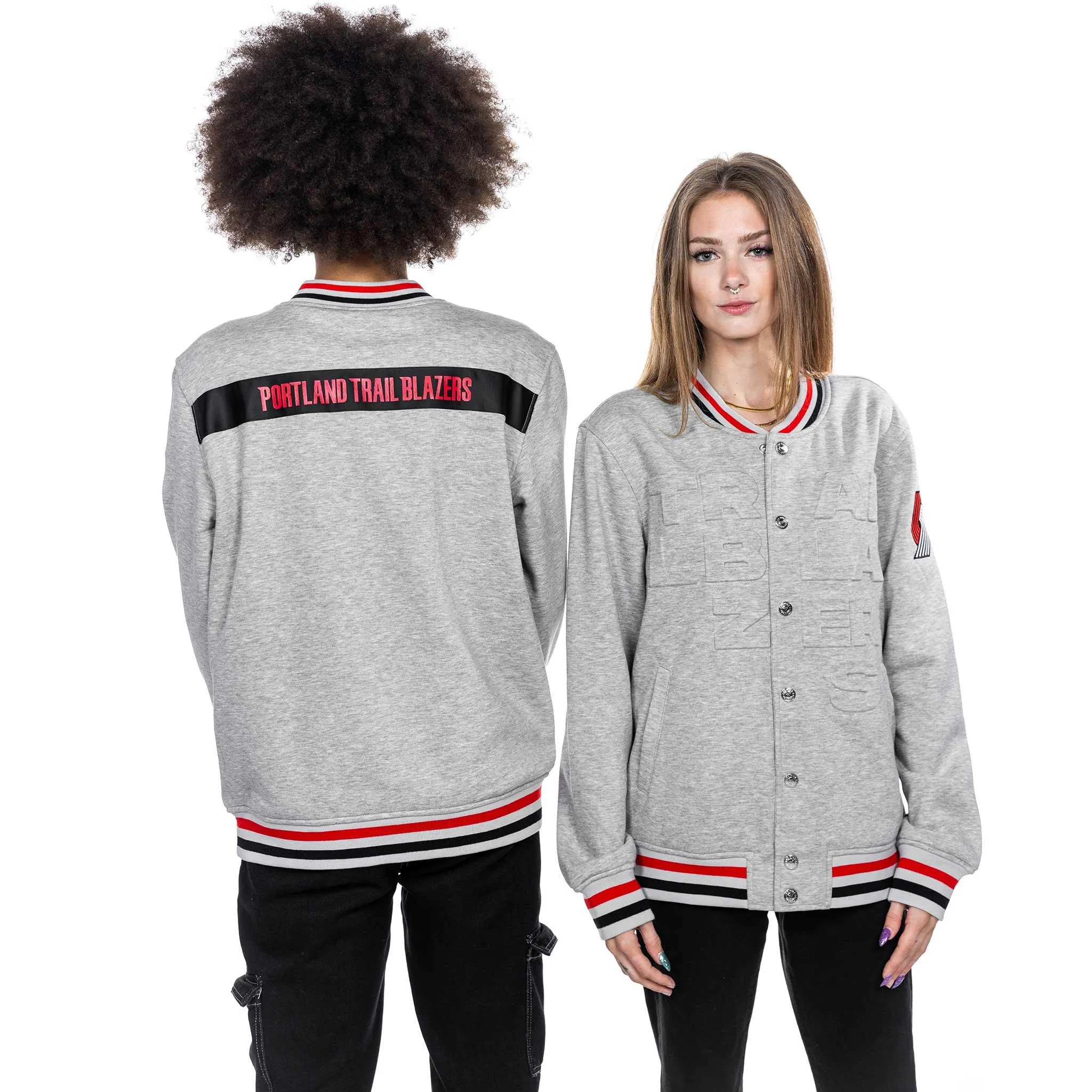 Portland Trail Blazers Wild Collective Gray Quilted Bomber Jacket