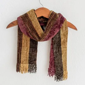 Rayon Chenille Scarf Woven by Hand - Warm Heart | NOVICA