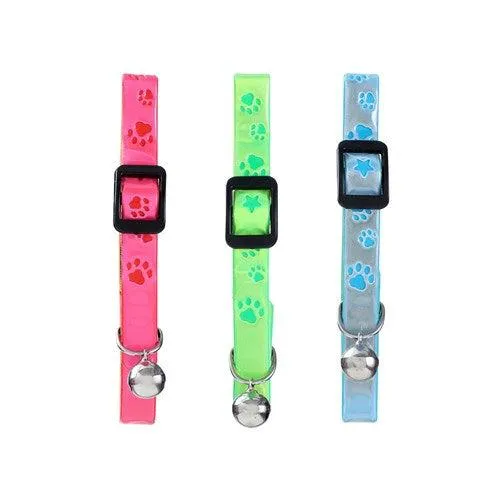 REFLECTIVE FLUORO CAT COLLAR WITH BELL