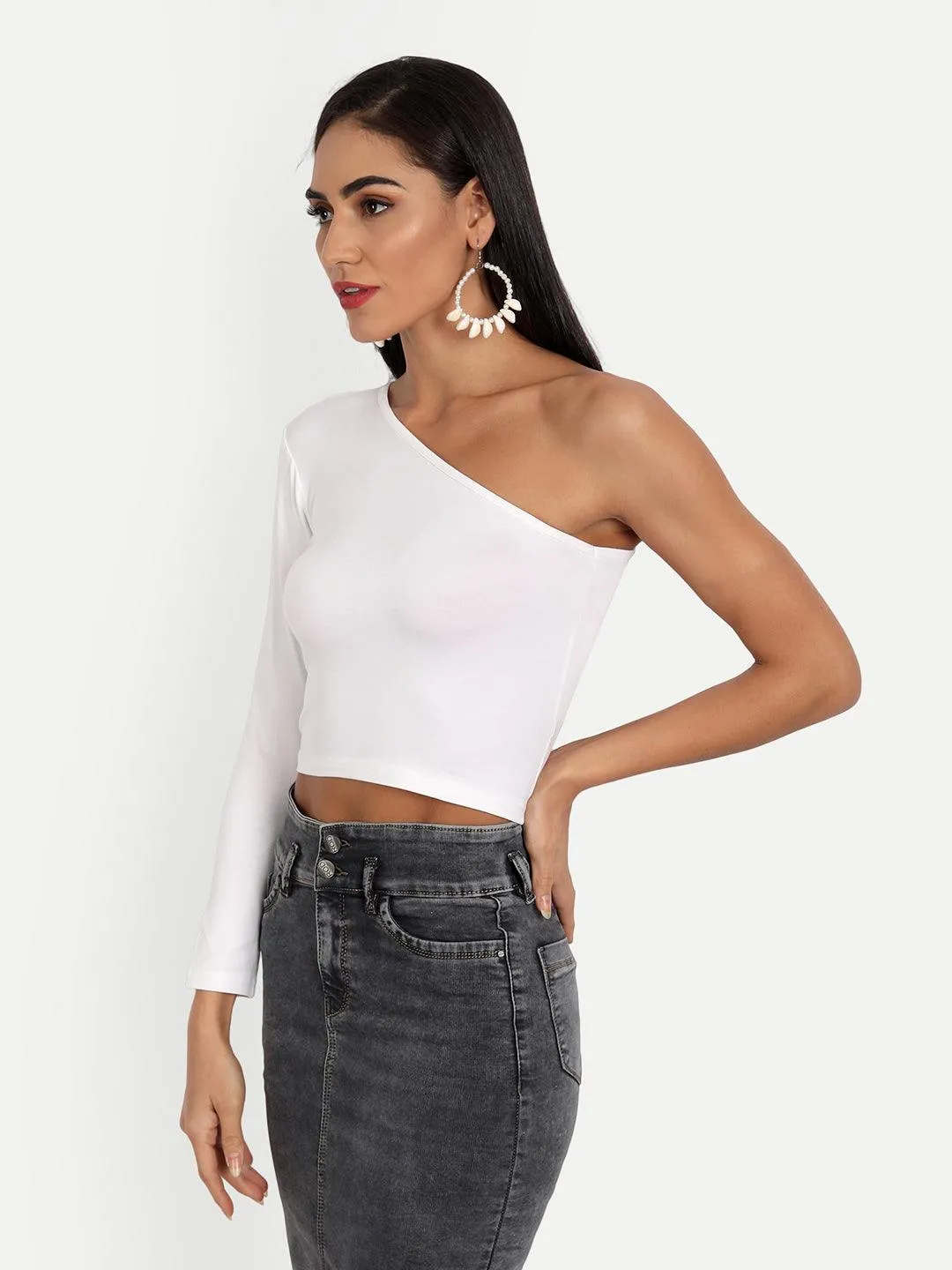 Regan White One Shoulder Top