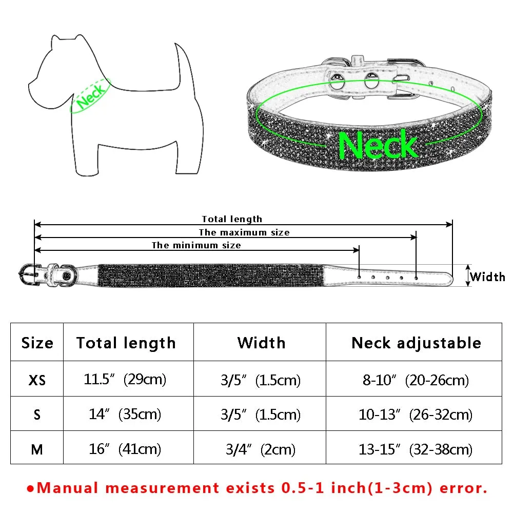 Rhinestone Bling Leather Pet Collar