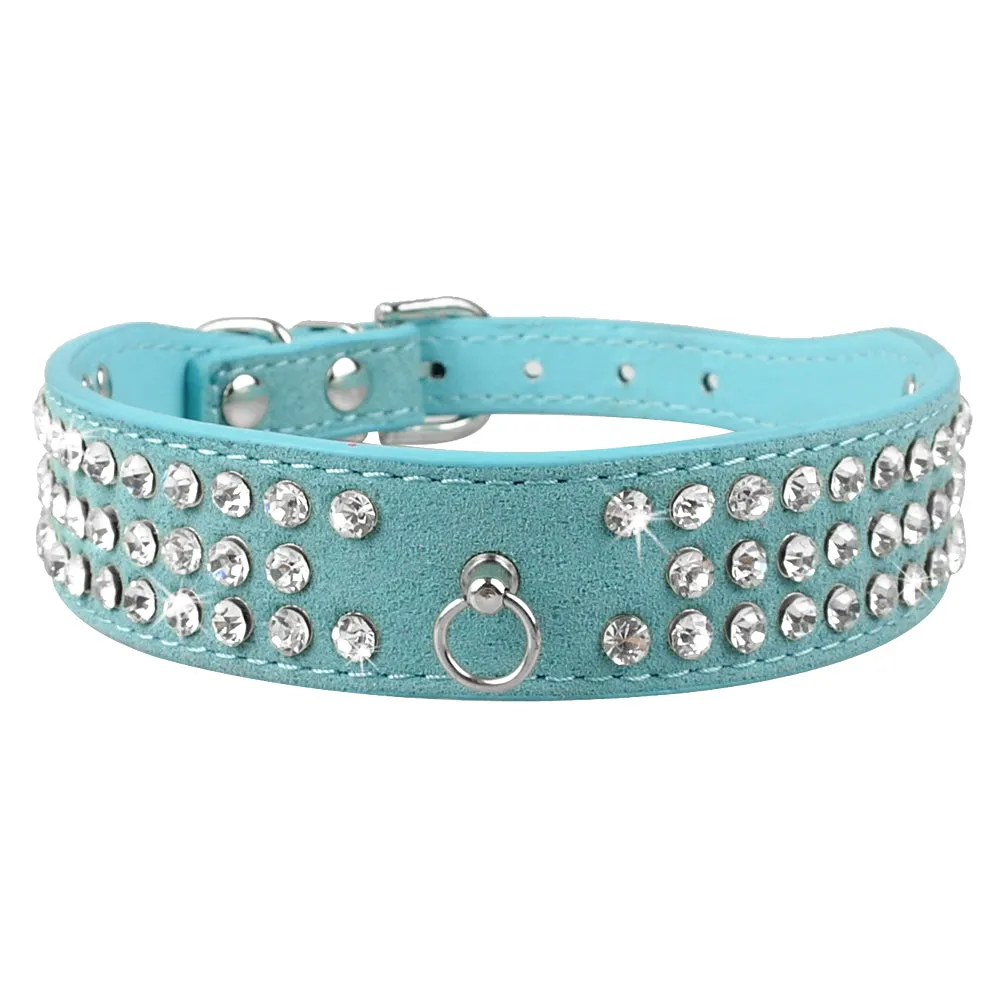 Rhinestone Bling Leather Pet Collar