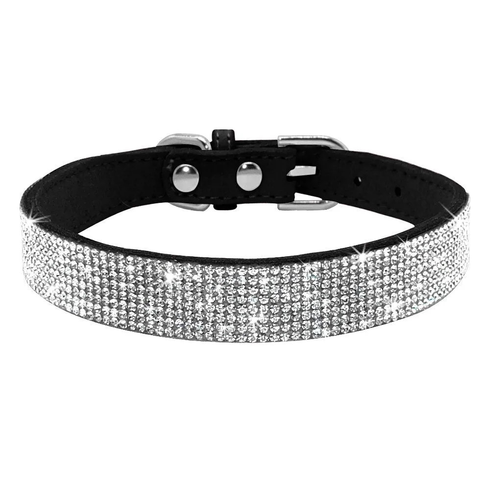 Rhinestone Bling Leather Pet Collar