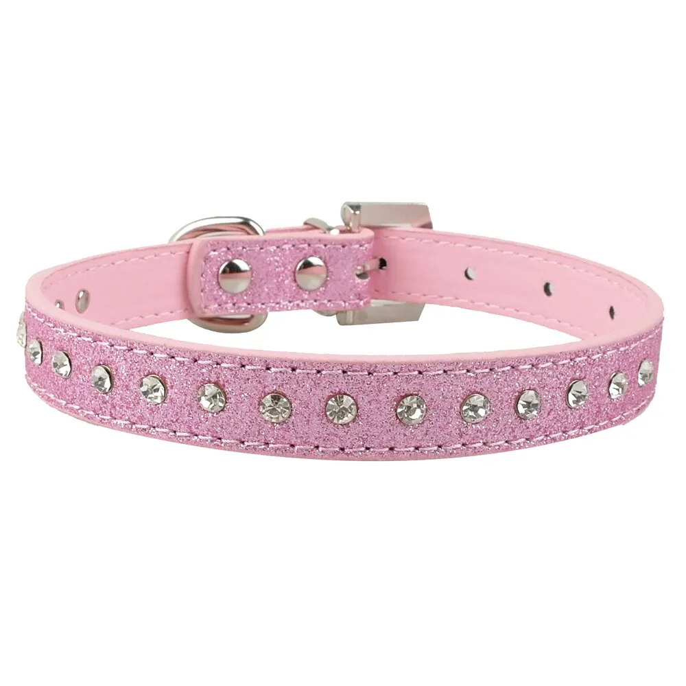 Rhinestone Bling Leather Pet Collar