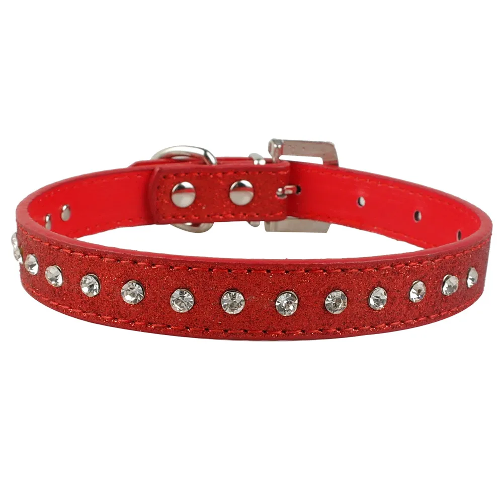 Rhinestone Bling Leather Pet Collar