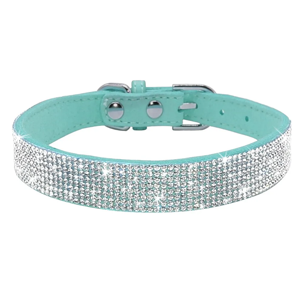 Rhinestone Bling Leather Pet Collar