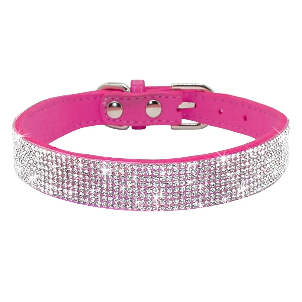 Rhinestone Bling Leather Pet Collar